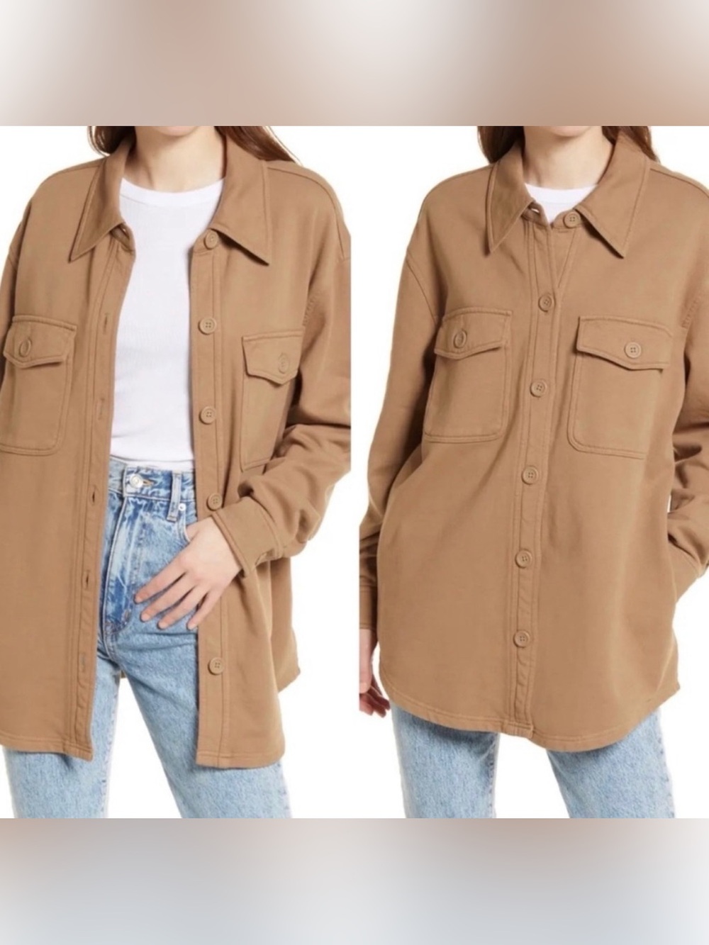 Joie Utility Shacket Jacket Women’s Size M Tan Camel Oversized Button Down
